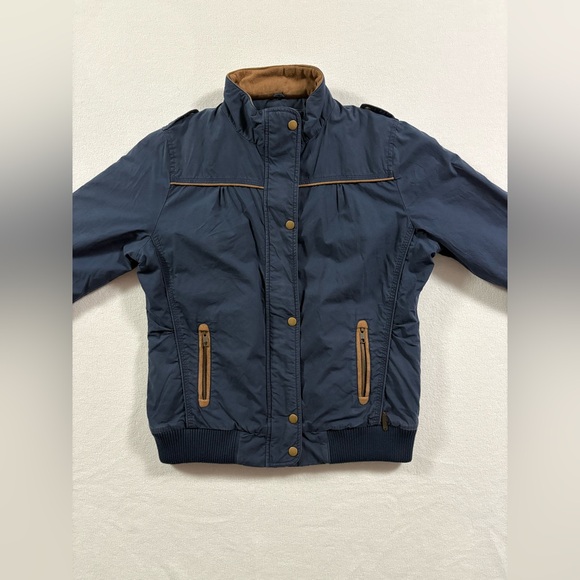 Free ship - Roadster Co. Women's Navy and Tan Bomber Jacket - Picture 4 of 9